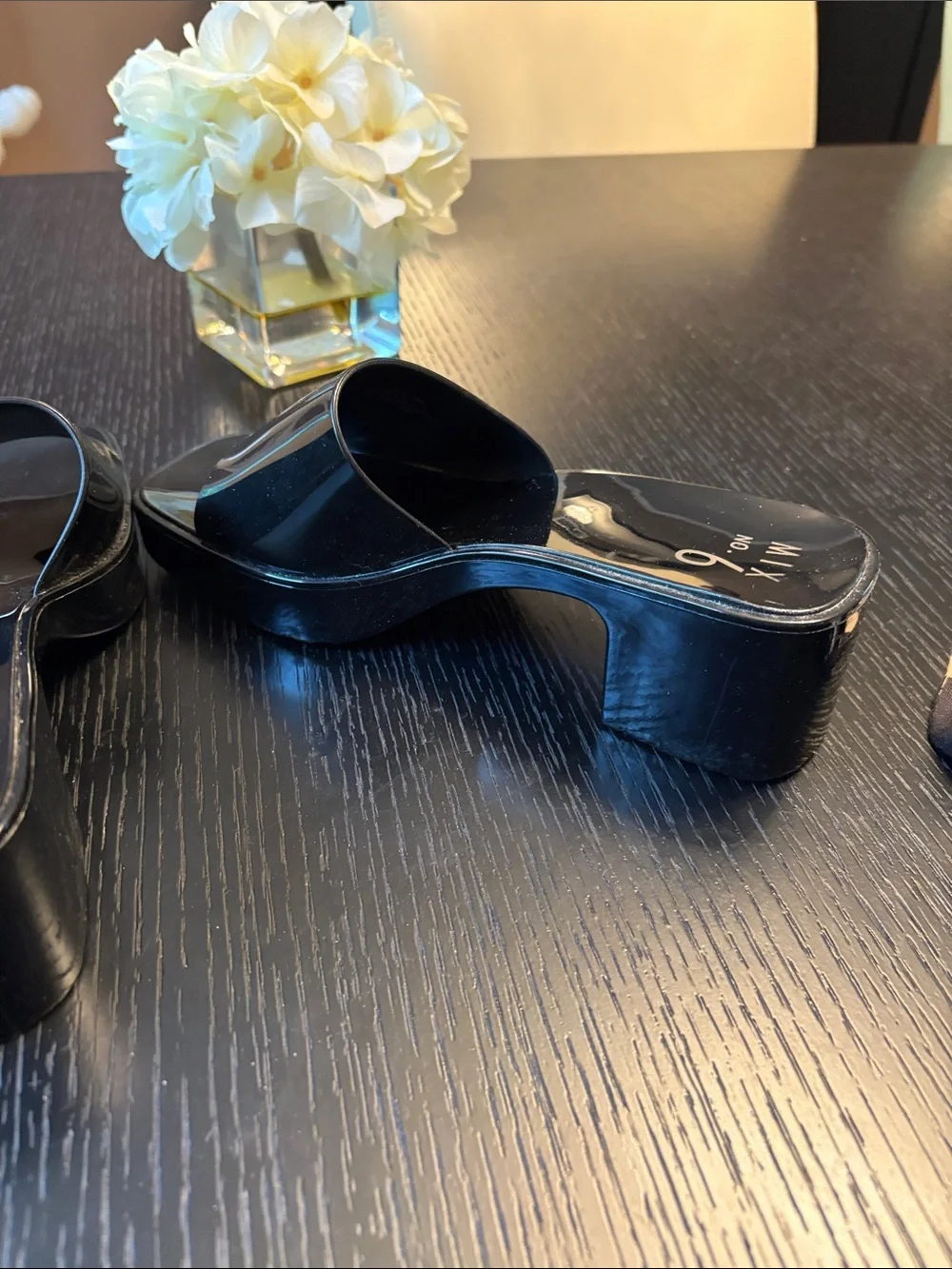 Mix No. 6 Glossy Black Slide Sandals